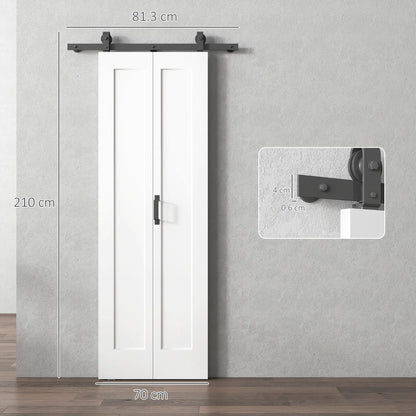 HOMCOM Slide Door, 70cm Modern Sliding Door Set Kit with Steel Rail, White