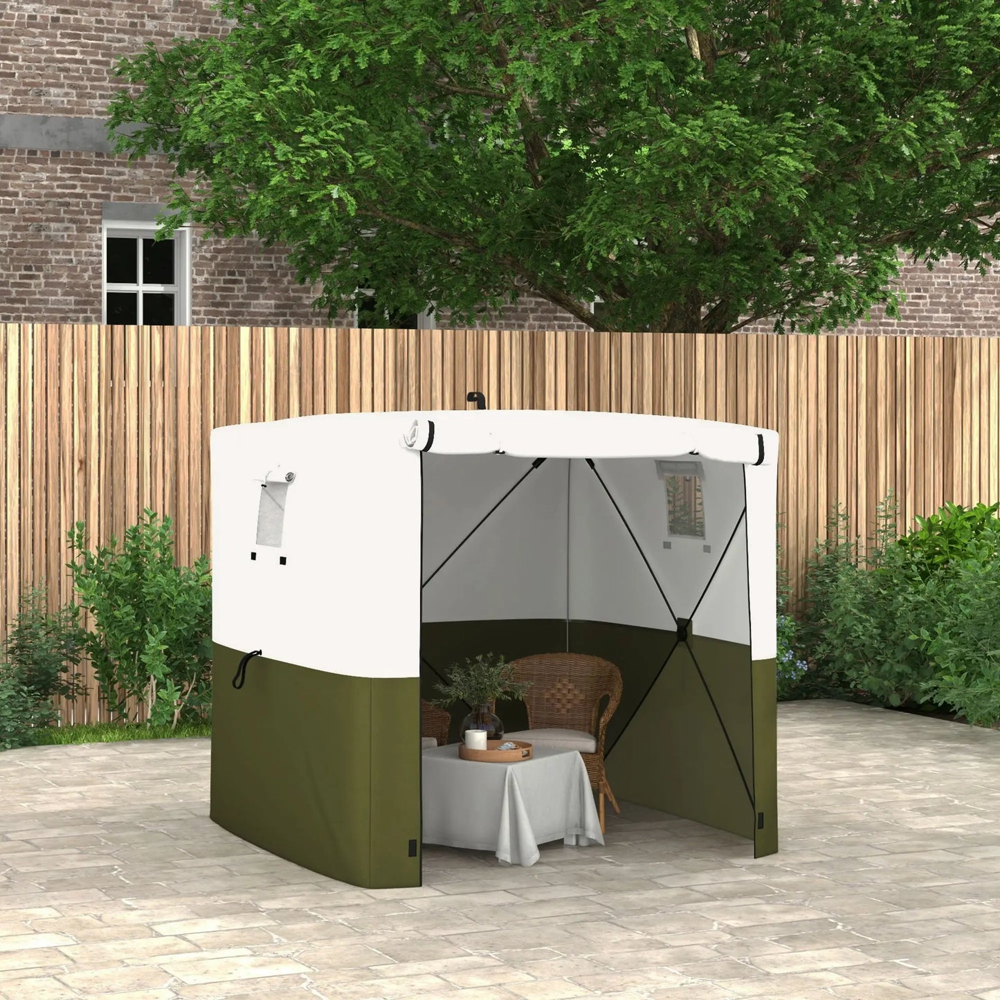 Outsunny 2 x 2m Pop-Up Gazebo, with Accessories for Garden & Outdoor - Green, White