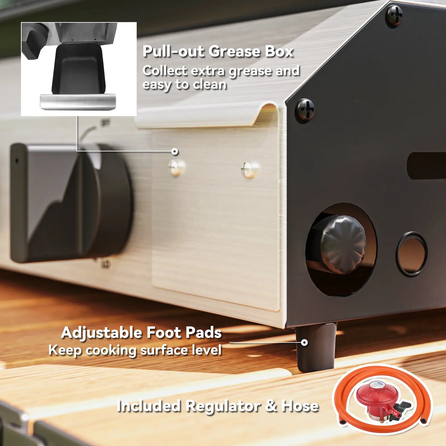 Outsunny Two Burner Portable Cooking BBQ Gas Grill for Garden & Outdoor Barbecue