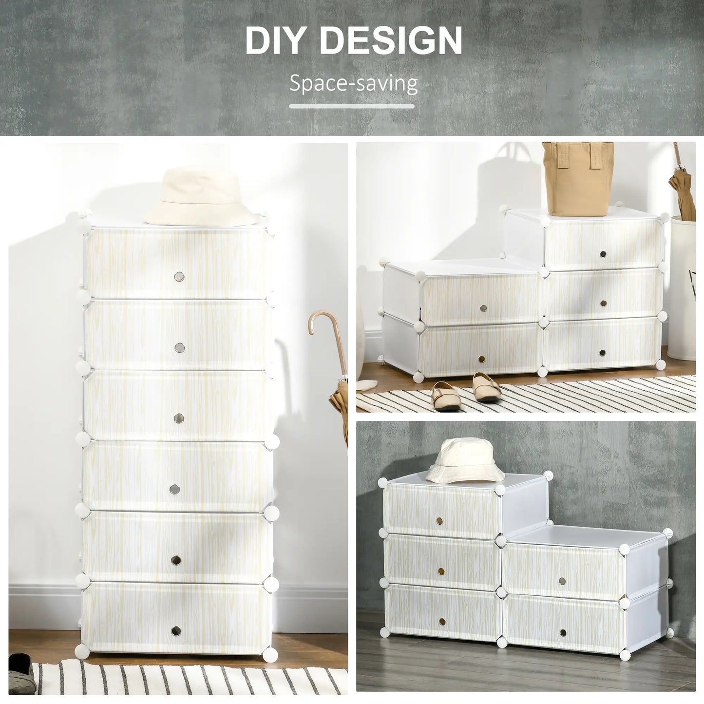 HOMCOM Six Cube Boxes Modular Storage Unit - White