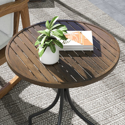 Outsunny Φ66cm Galvanised Steel Outdoor Garden Table - Brown