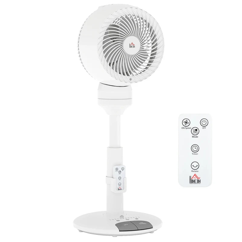 HOMCOM 9'' Air Circulator Fan 3 Speed, 70° Oscillation 90° Vertical Tilt, Height Adjustable, Remote Controller, for Living Room, Office