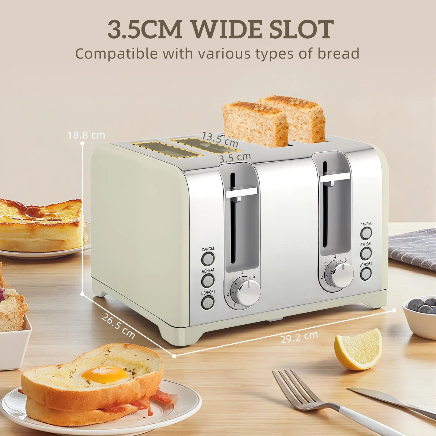 HOMCOM Retro 3000W Kettle and Toaster Kitchen Set
