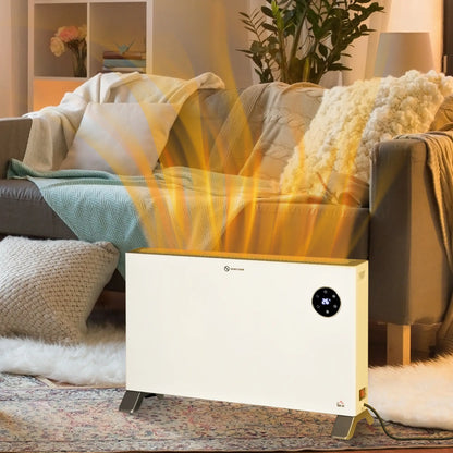 HOMCOM 2000W Electric Convector Heater, Freestanding Space Heater with 3 Heat Settings, Adjustable Thermostat, White