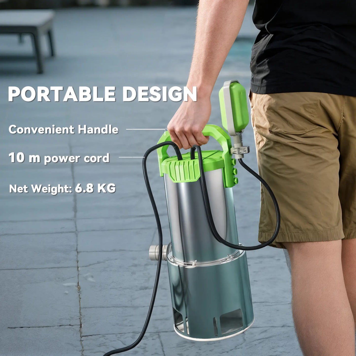 Outsunny 1100W Submersible Electric Water Sump Pump for Dirty/Clean Water with Portable and Lightweight, Green