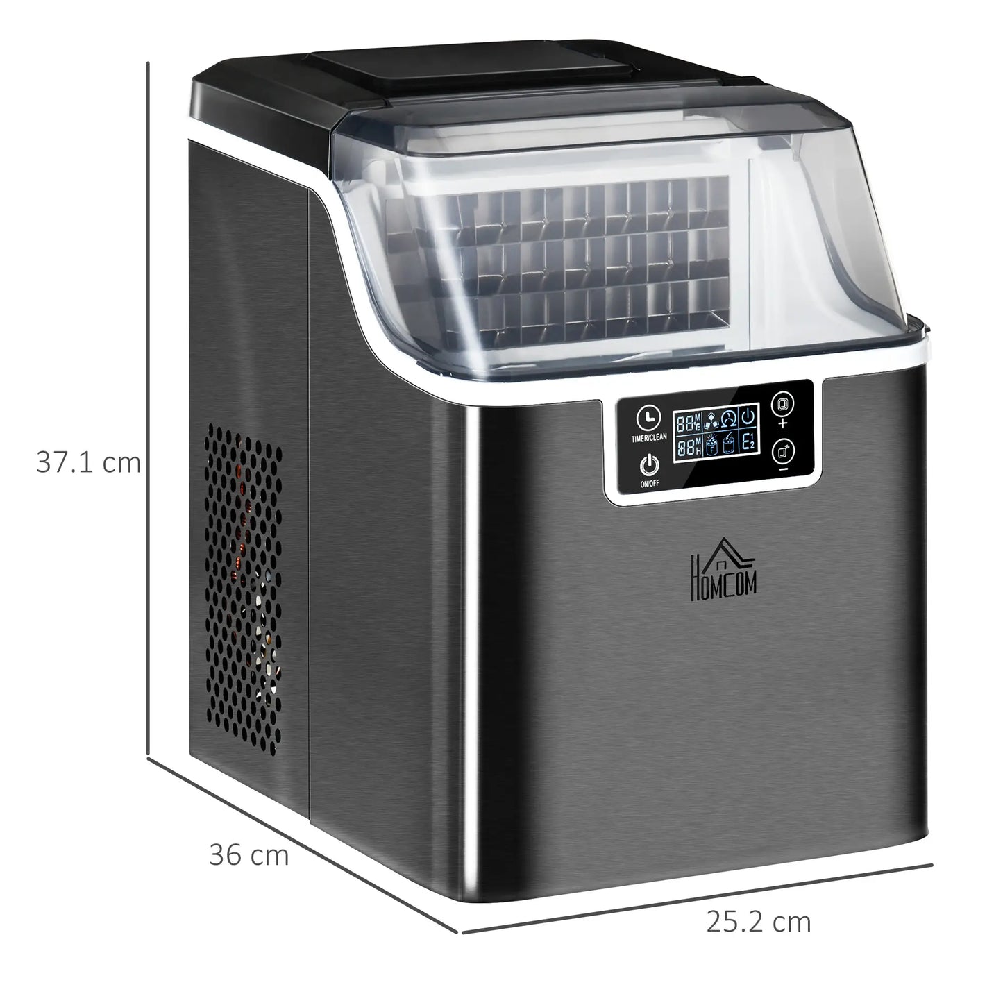 HOMCOM 3.2L Compact Ice Machine with LCD Screen and Accessories - Black
