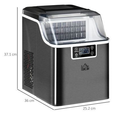 HOMCOM 3.2L Compact Ice Machine with LCD Screen and Accessories - Black