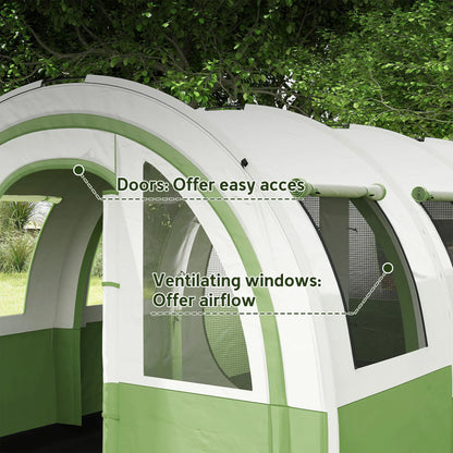 Outsunny 3000mm Waterproof Camping Tent, 5-6 Man Family Tent with Living & Bedroom, Carry Bag, Cream & Green