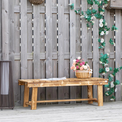 Outsunny 1 Piece 2-Seater Outdoor Indoor Wooden Garden Bench Fir Patio Loveseat, Carbonised