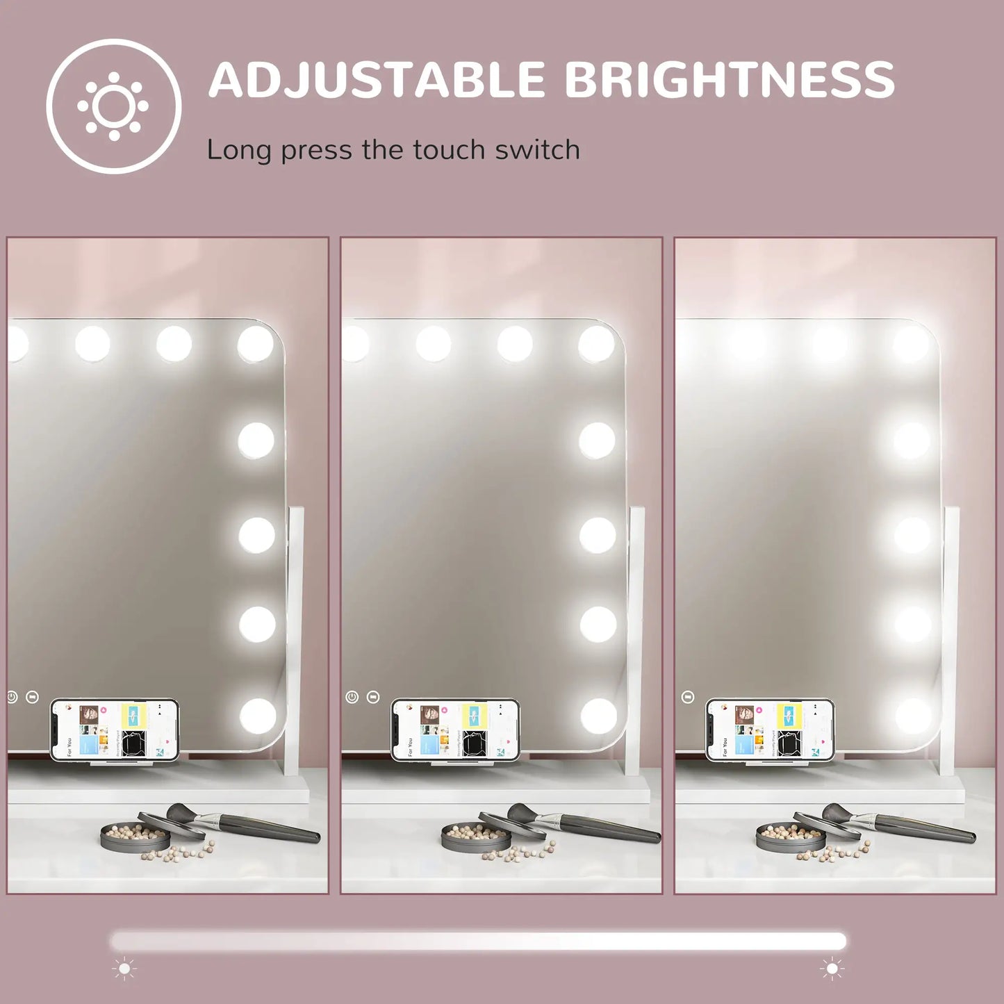 HOMCOM 14 LED Bulb Tabletop Makeup Mirror, with Adjustable Settings