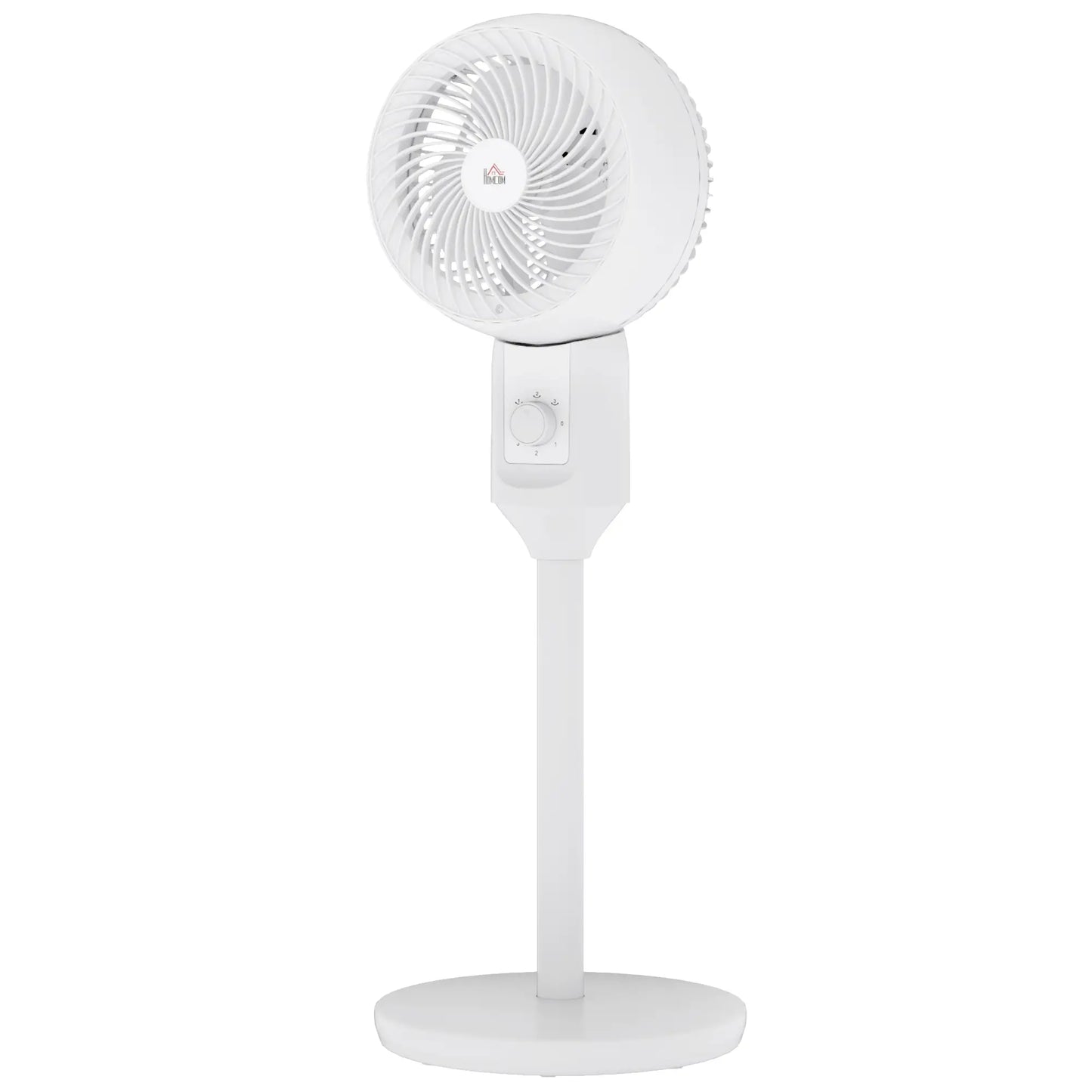 HOMCOM 9" Pedestal Fan, 70° Oscillation 90° Vertical Tilt Oscillating Air Circulator with 3 Speeds, Standing Fan, White