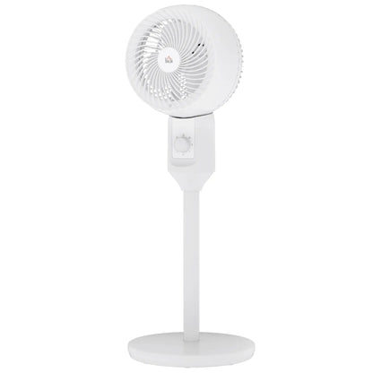 HOMCOM 9" Pedestal Fan, 70° Oscillation 90° Vertical Tilt Oscillating Air Circulator with 3 Speeds, Standing Fan, White