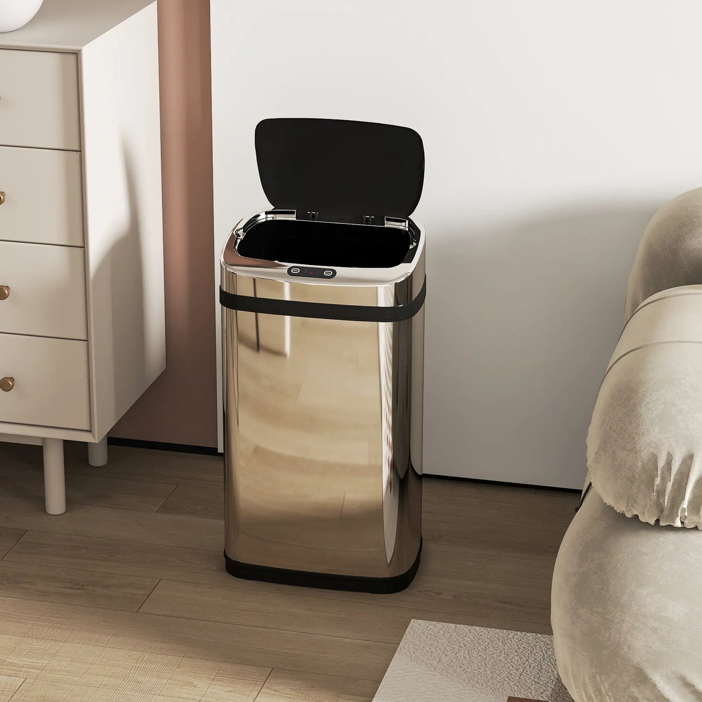 HOMCOM 30L Stainless Steel Motion Sensor Kitchen Bin with Lid - Silver Tone