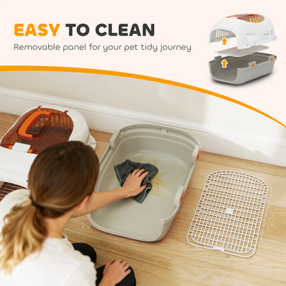 PawHut Plastic Pet Carrier Hard Shell Dog Cat Carrier Max 4 KG Steel Door Feed Bowl, Secure Lock