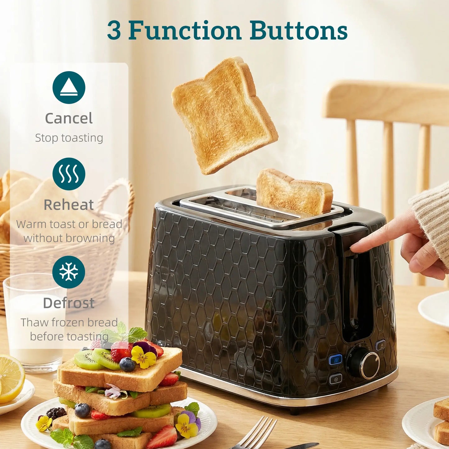 HOMCOM Rapid Kettle and 2 Slice Toaster Set, 1.7L 3000W with Limescale Filter & 7 Browning Controls, Black