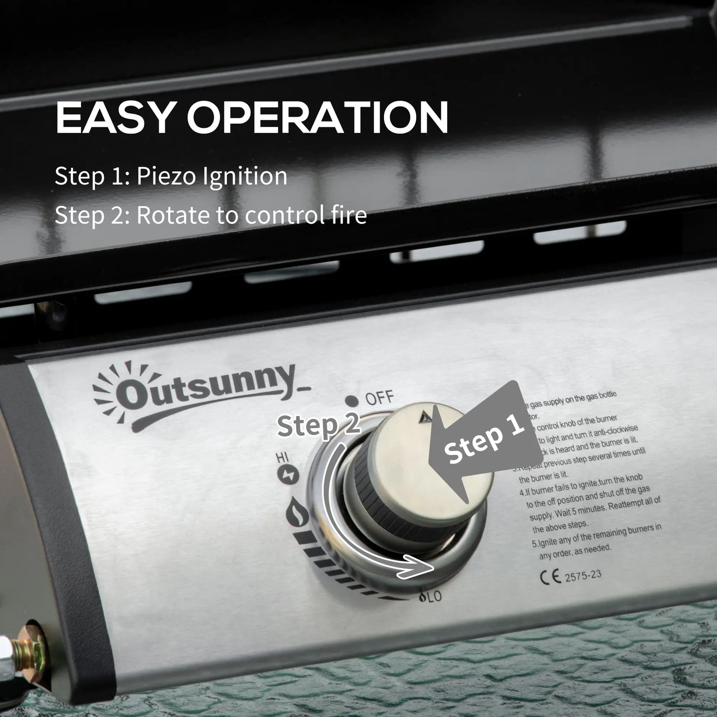 Outsunny Portable Tabletop Gas Barbecue Plancha Grill w/ 2 Burner, Non-Stick Griddle for BBQ Camping Picnic Party