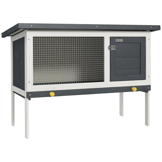 PawHut Wooden Rabbit Hutch Guinea Pig Hutch Bunny Cage Small Animal Habitat Openable Asphalt Roof for Outdoor Use