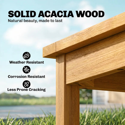 Outsunny Coffee Table Fully Assembled Patio Side Table Slatted Top Solid Acacia Wood, Natural Wood