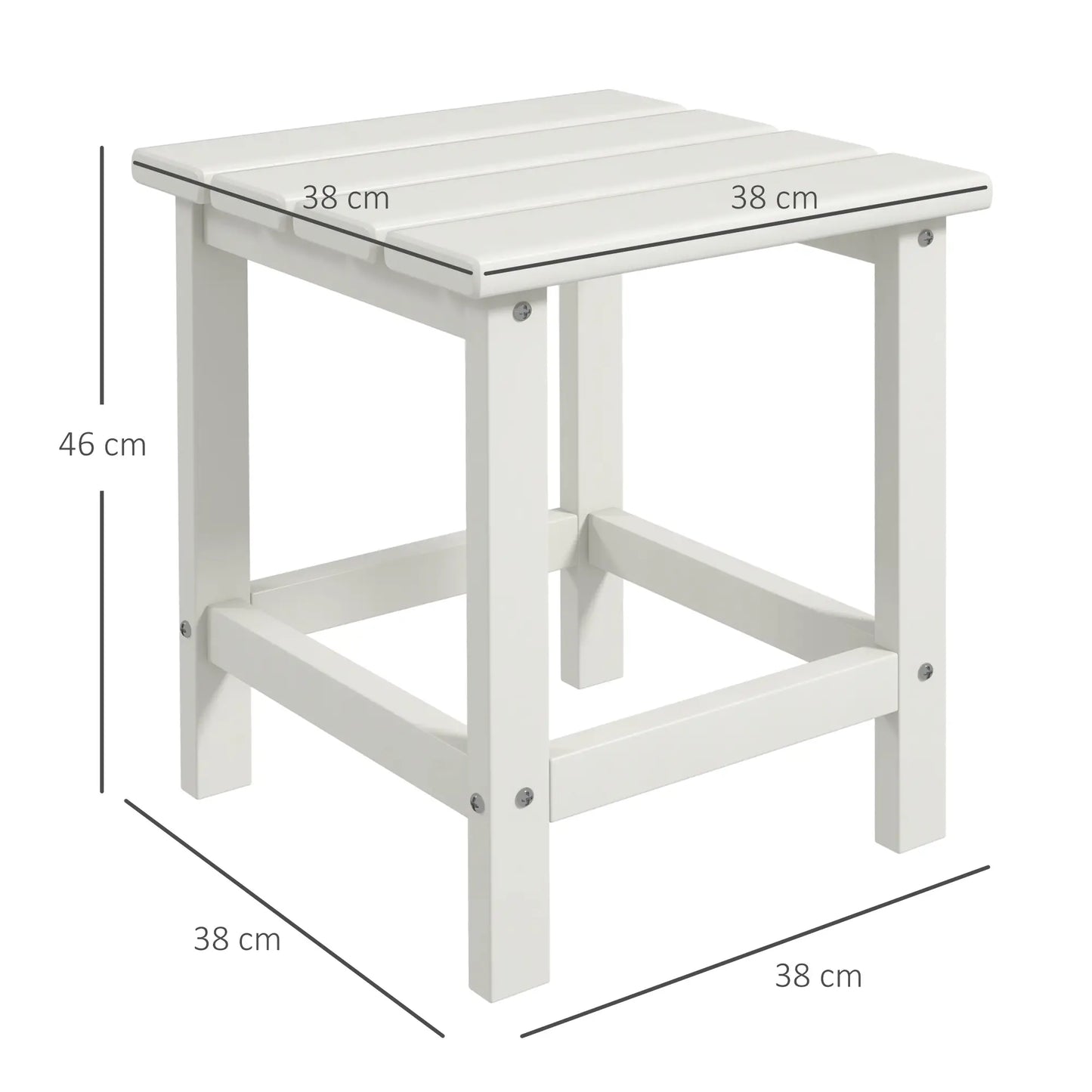 Outsunny Square Coffee Table, HDPE Tabletop and Frame for Porch, Garden, Side Table, White
