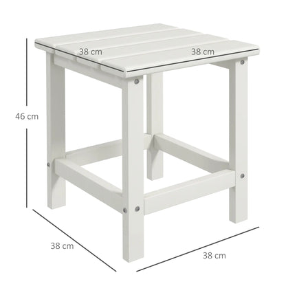 Outsunny Square Coffee Table, HDPE Tabletop and Frame for Porch, Garden, Side Table, White