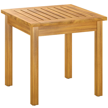 Outsunny Coffee Table Fully Assembled Patio Side Table Slatted Top Solid Acacia Wood, Natural Wood