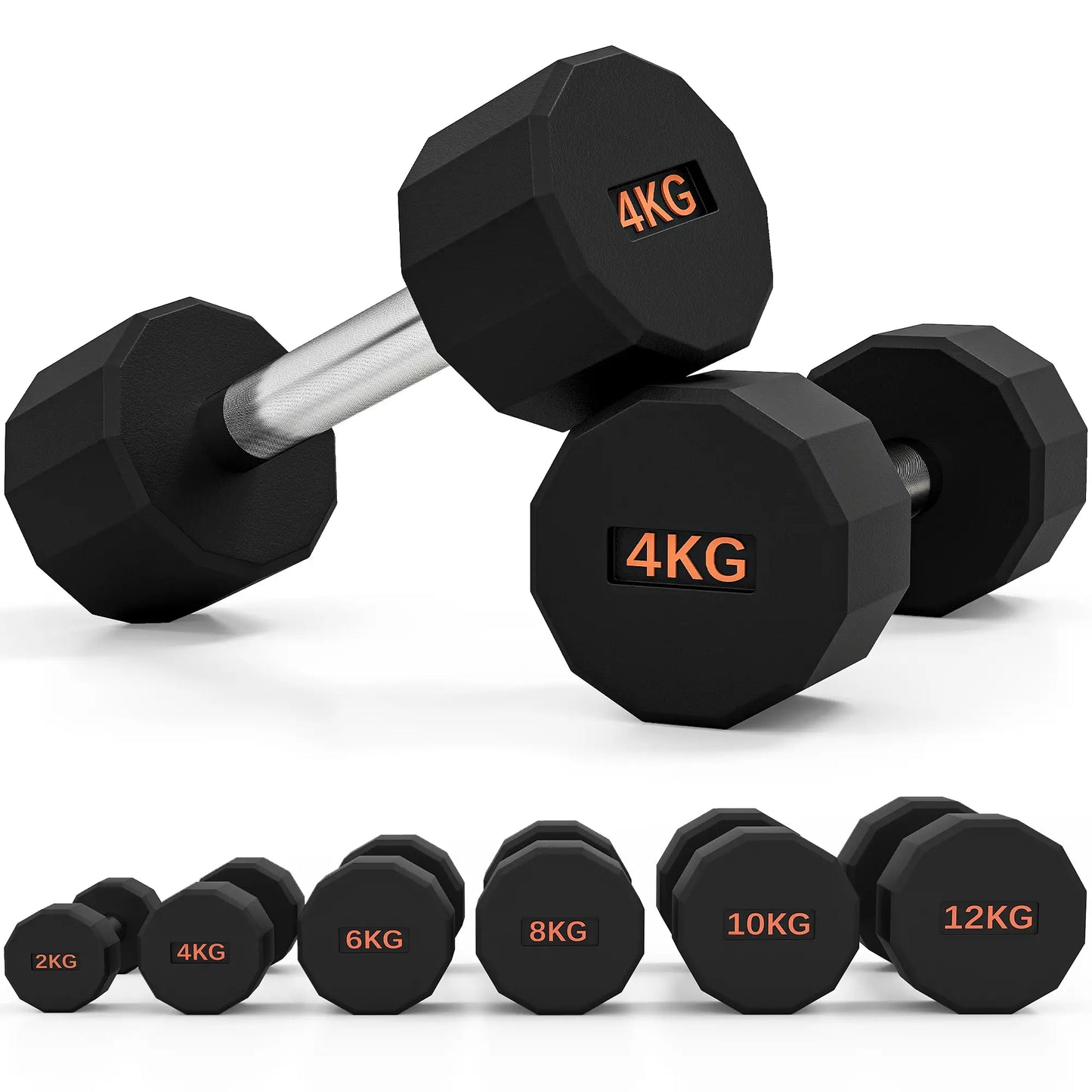 SPORTNOW Dumbbells Weights Set with 12-Sided Shape and Non-Slip Grip for Home Gym Workout, 2 x 4kg