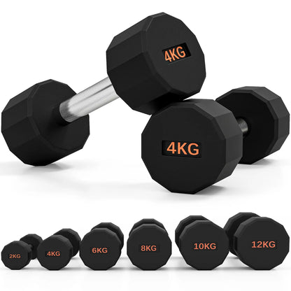 SPORTNOW Dumbbells Weights Set with 12-Sided Shape and Non-Slip Grip for Home Gym Workout, 2 x 4kg