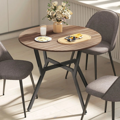 HOMCOM Dining Table, Round Kitchen Table with Black Legs, Anti-Slip Foot Pads, Brown
