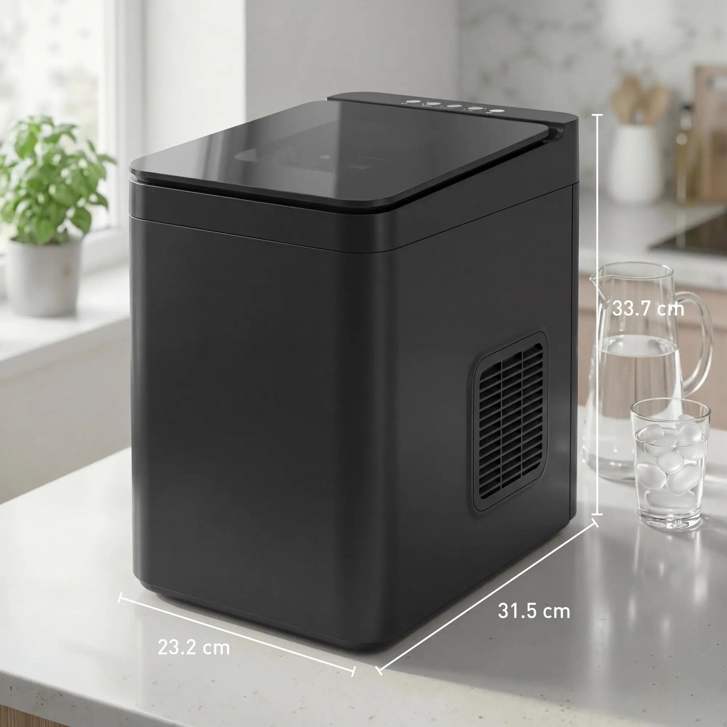 HOMCOM Countertop Ice Maker Machine Self-Cleaning Compact Ice Machine with Ice Scoop & Basket, Black