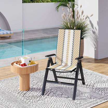 Outsunny Rattan Reclining Garden Chairs, Foldable - Orange