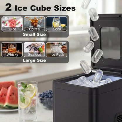 HOMCOM Countertop Ice Maker Machine Self-Cleaning Compact Ice Machine with Ice Scoop & Basket, Black