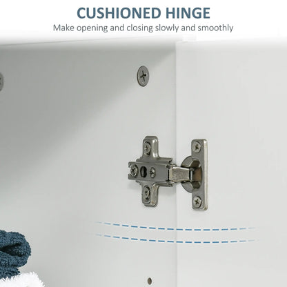 kleankin Bathroom Floor Cabinet, Free Standing Linen Cabinet, Storage Cupboard with 3 Tier Shelves, White