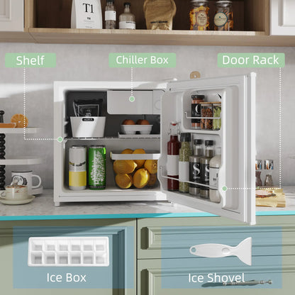 HOMCOM 46 Litre Table Top Mini Fridge, Small Fridge with Ice Box, Reversible Door, Adjustable Temperature, Cream