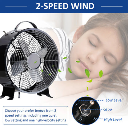 HOMCOM 10" 2-Speed Electric Table Desk Fan w/ Safety Guard Anti-Slip Feet Portable Cooling Fan Home Office Black