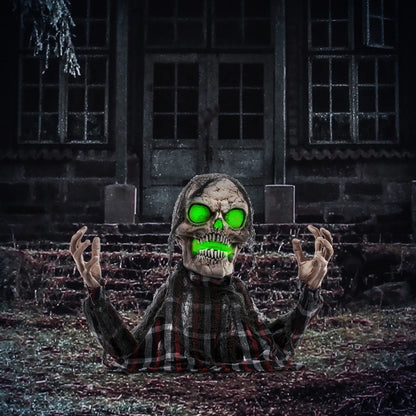 HOMCOM 70cm Groundbreaker Skeleton Halloween Animatronic, with Glowing Eyes
