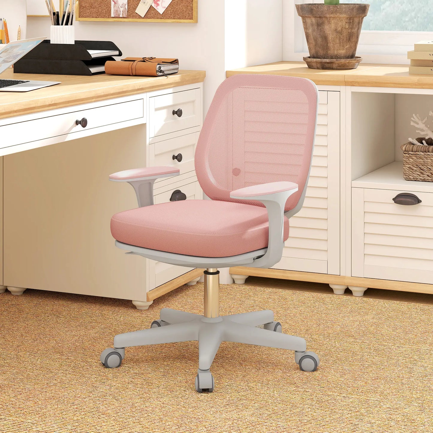 Vinsetto 44-56cm Mesh Back Office Chair with Adjustable Height - Pink