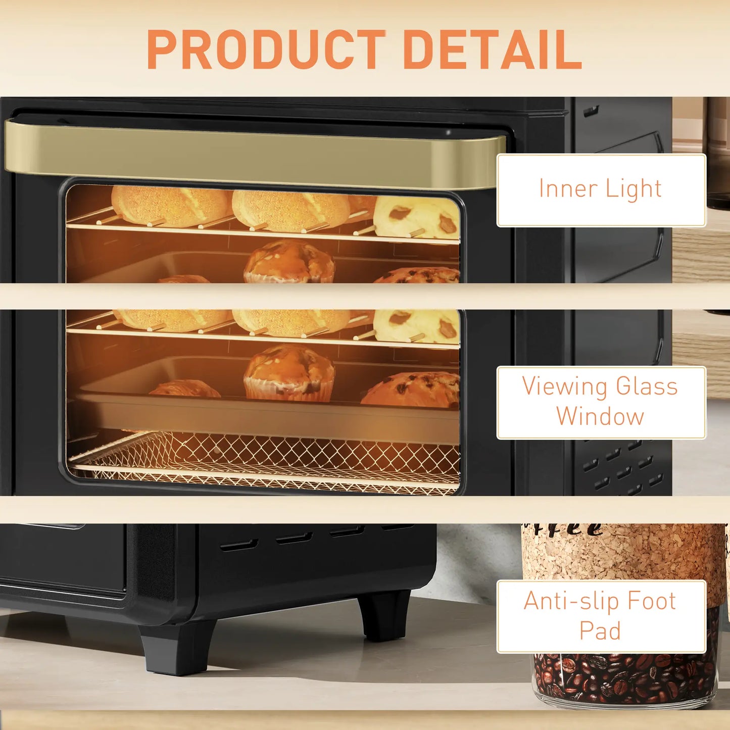 HOMCOM 10L Air Fryer Mini Oven, Oil Free Cooking, Grill, Roast, Bake, with Adjustable Temperature, Timer, 1000W, Black