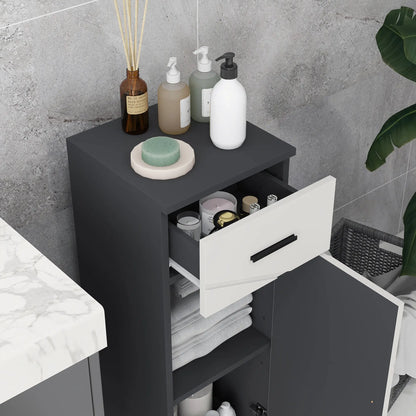 kleankin Slim Bathroom Cabinet, Narrow Bathroom Storage Cabinet with Drawer, Door Cupboard, Adjustable Shelf, Grey