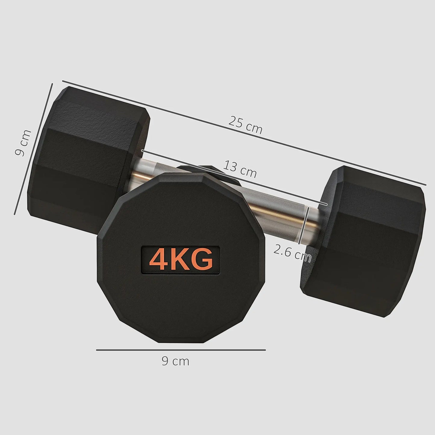 SPORTNOW Dumbbells Weights Set with 12-Sided Shape and Non-Slip Grip for Home Gym Workout, 2 x 4kg