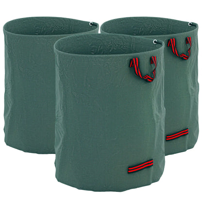 Outsunny Garden Waste Bags, 300L x 3 Heavy Duty, Foldable and Reusable Waste Sacks with Handles for Loading Leaf, Green