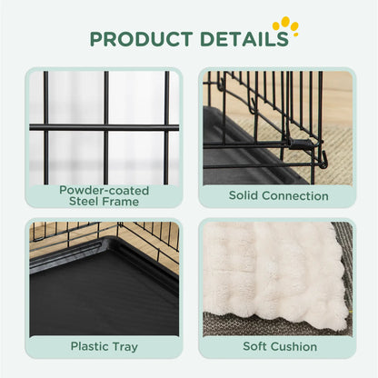 PawHut Foldable Dog Crate with Two Doors, Tray & Soft Cushion for Extra Small Dogs, Black