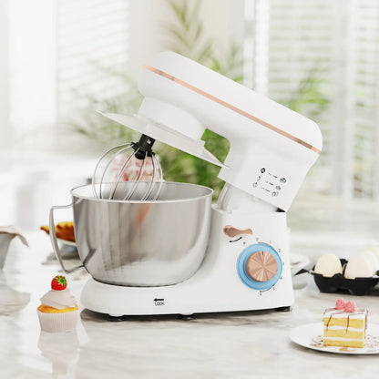 HOMCOM 1300W Home Kitchen Stand Mixer, with Accessories Versatile & Powerful - White