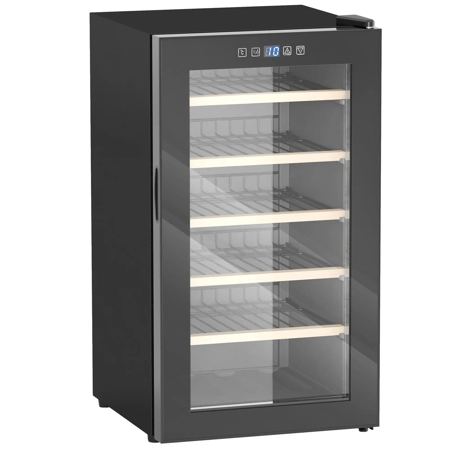 HOMCOM 41 Bottle Wine Fridge, 91 Litre Capacity, 45cm Freestanding Wine Cooler Fridge with LED Light, Digital Touch Screen, Black