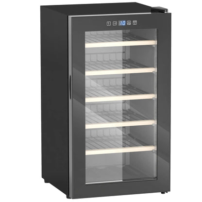 HOMCOM 41 Bottle Wine Fridge, 91 Litre Capacity, 45cm Freestanding Wine Cooler Fridge with LED Light, Digital Touch Screen, Black