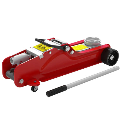 HOMCOM Low Profile Jack, Hydraulic Racing Floor Jack, 8-38cm Lifting Range, 2.5 Ton Capacity, Red