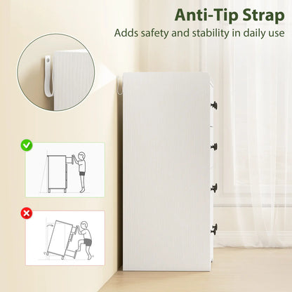 HOMCOM 4 Drawer Chest of Drawers, Modern Dresser for Bedroom, Storage Cabinet, White Wood Effect