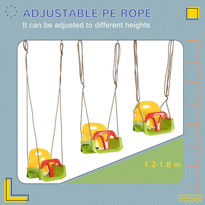 Outsunny 3 in 1 Detachable Kids Swing Seat with Safety Belt, Adjustable Rope for Indoor, Outdoor