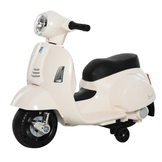 HOMCOM Vespa Licensed 6V Kids Electric Motorbike Ride On Motorcycle Battery Powered for 18-36 Months White