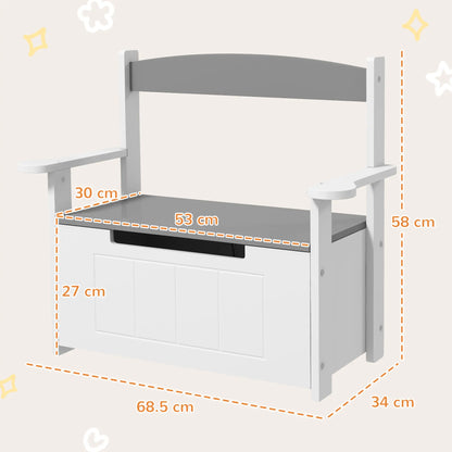 AIYAPLAY 2-in-1 Toy Box for Kids Storage with Lid for Bedroom, Nursery, Playroom, Grey