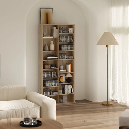 HOMCOM 640 CD Storage Tower, Bookcases & Shelves - Nature Wood Finish